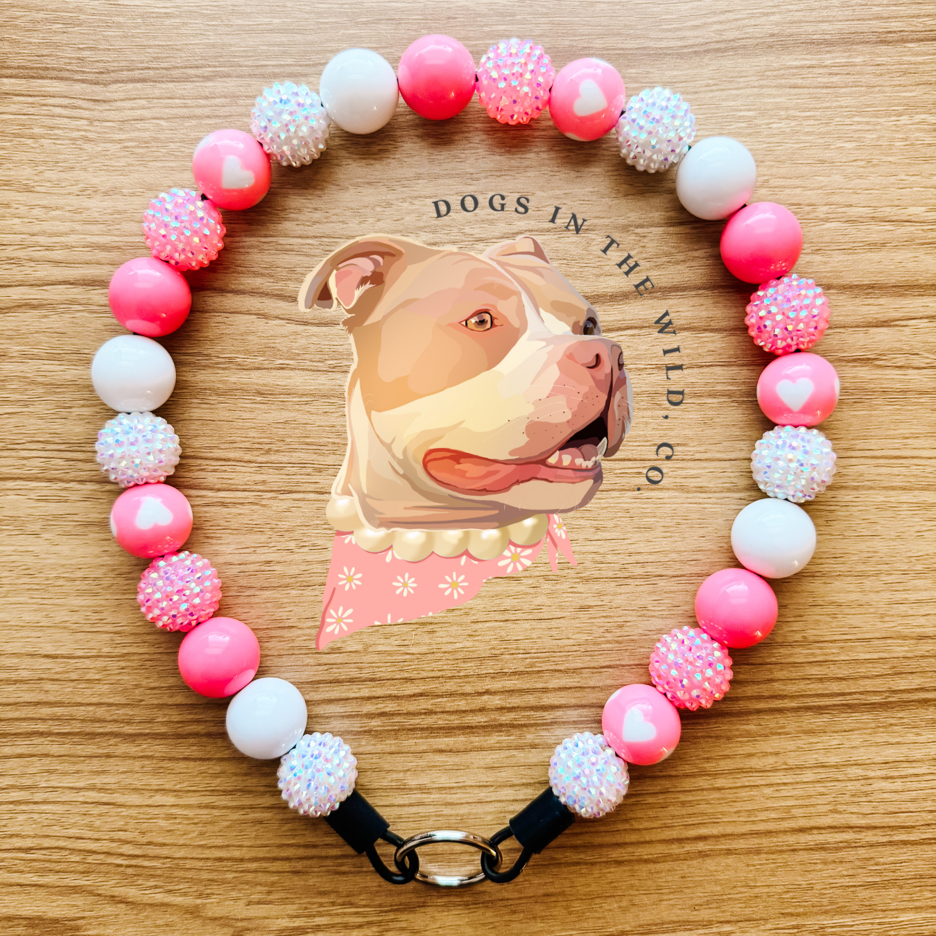 Hot Pink Hearts Beaded Collar